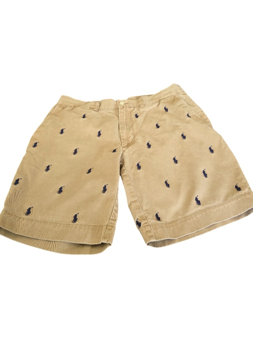 Men Polo Ralph Lauren Khaki All Over Pony Chino Shorts - Size 34